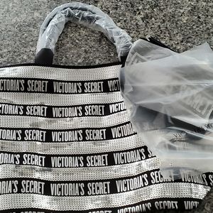 NWT Victoria's Secret Sequin Tote w/ Wristlet